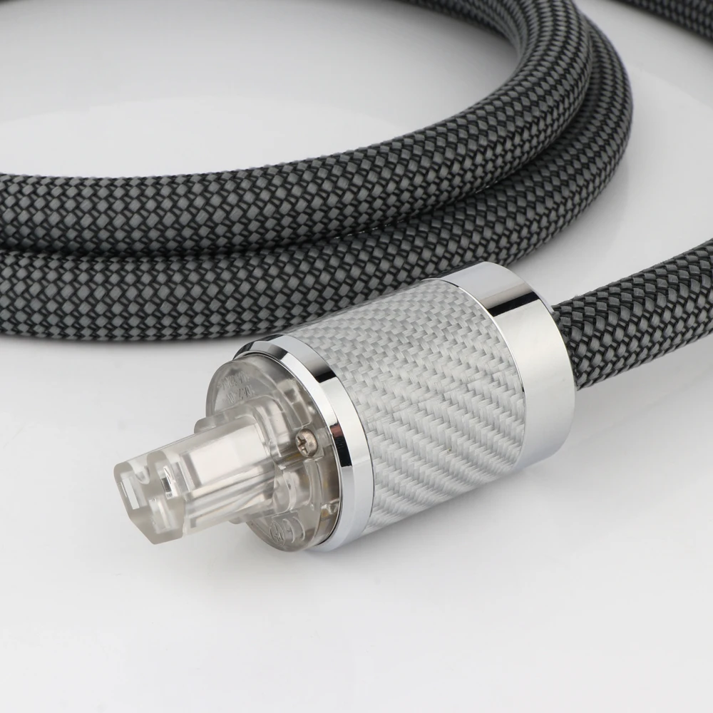 WCF2TR 탄소 섬유 로듐 도금 AC US 전원 플러그가 포함된 하이 엔드 OFC 구리 US AC 전원 케이블