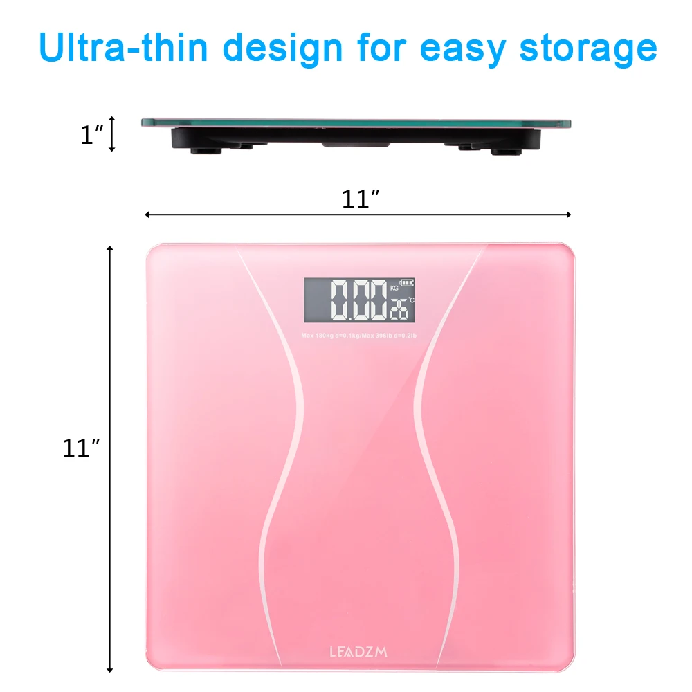 LEADZM 397LB 180KG Electronic LCD Digital Bathroom Body Weight Scale with Battery US Warehouse Drop Shipping Available