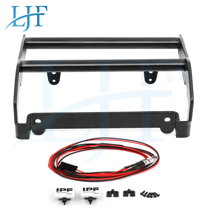 Metal Front Bumper with Led Light Anti Collision Bumper Kit for 1/10 RC Crawler Ford Traxxas TRX-4 Bronco 82046-4 K5 Blazer L281