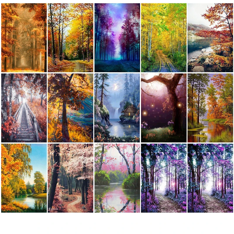 Yumeart DIY Diamond Painting Deep forest Customization Private Custom 5D Full Square Drill Picture Daimond Painting Cross Stitch