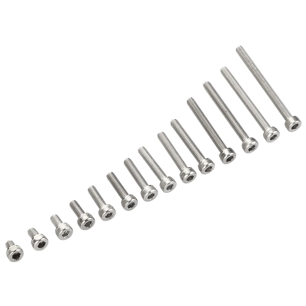 120/180/280Pcs Head Screw Hexagon Socket Head Cap Screws A2-70304Stainless Steel DIN912 M3 M4 M5 M6 M8  hex socket screw Kit Set