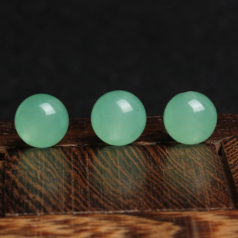 4A Natural Apple Green Chalcedony Quartz Crystal Single Bead DIY Jewelry Making