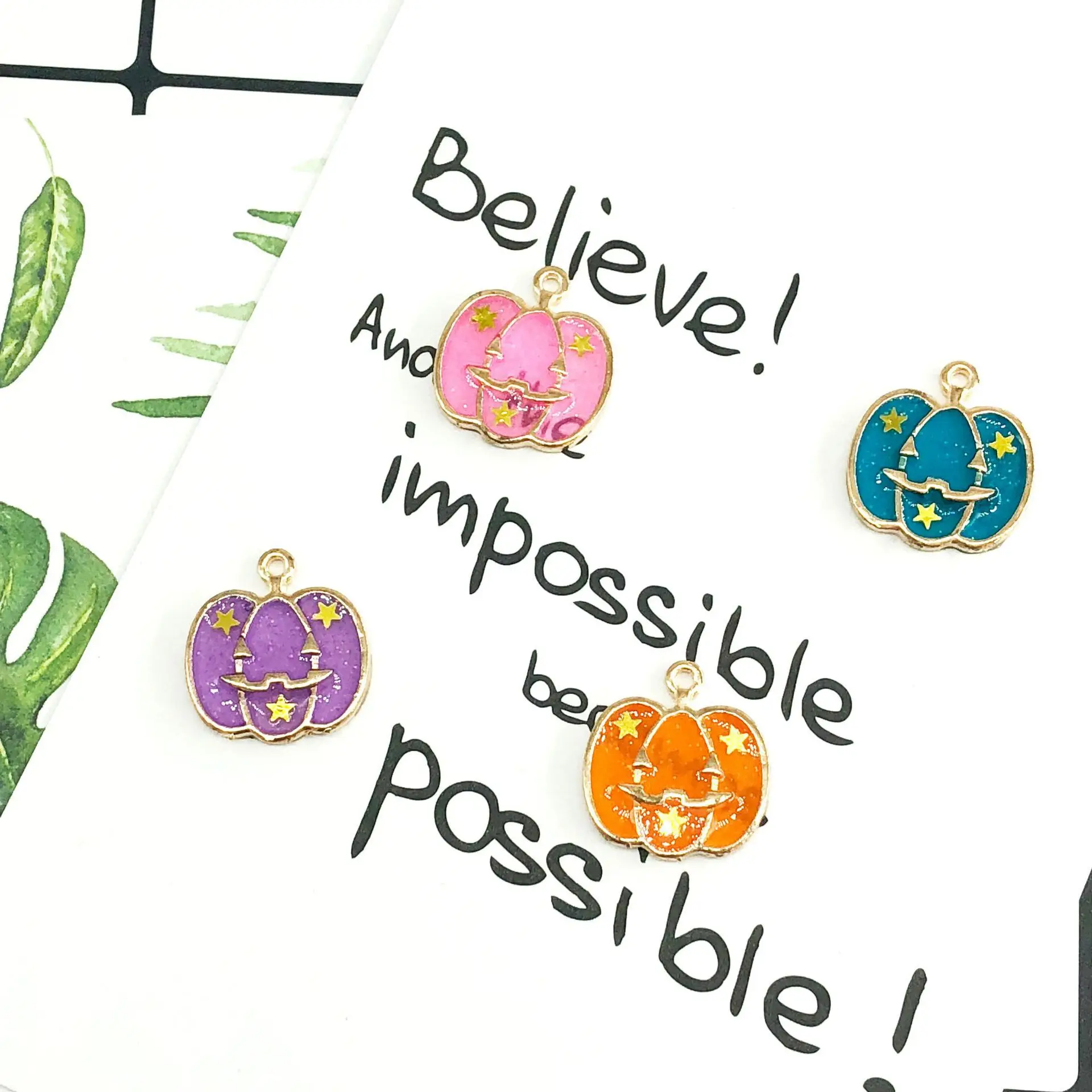 10pcs Halloween Series Pumpkin Pearl Drops Oil Jewelry Accessories Headwear Earrings Pendant Korean Explosion