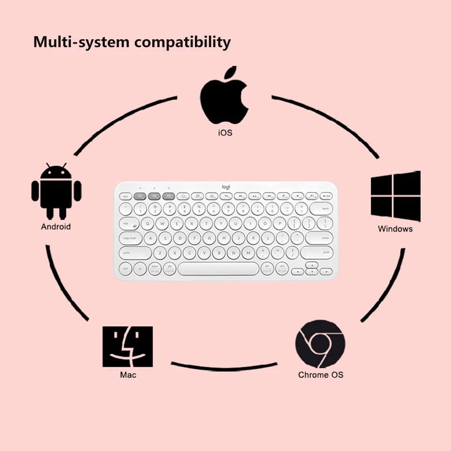 Teclado Logitech K380 multidispositivo, inalámbrico, Bluetooth, multicolor, para Windows MacOS, Android, IOS, sistema operativo Chrome