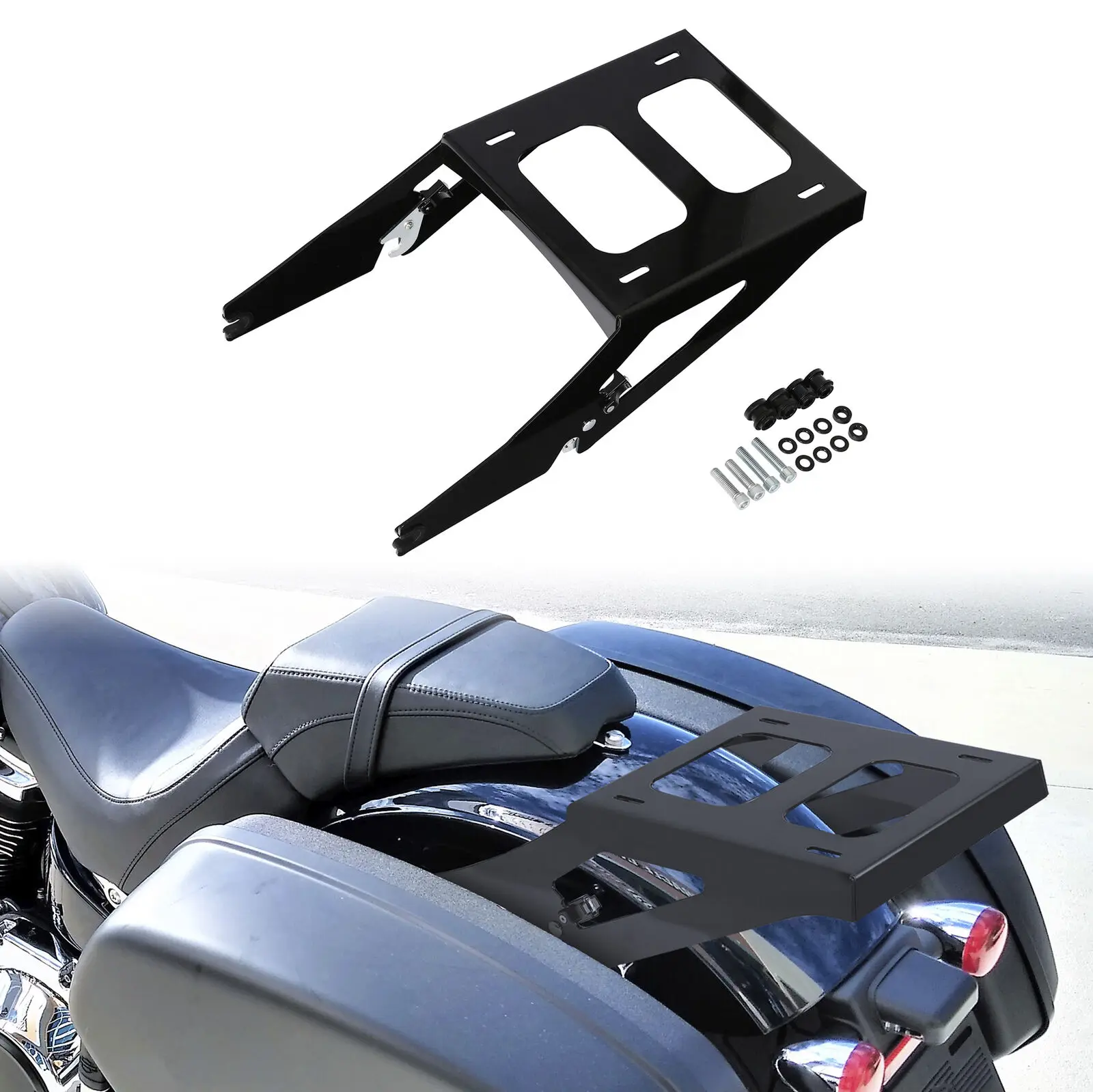 

Motorcycle Two Up Mount Rack Luggage Rack For Harley Softail Sport Glide FLSB 2018 2019 2020 2021 2022 2023