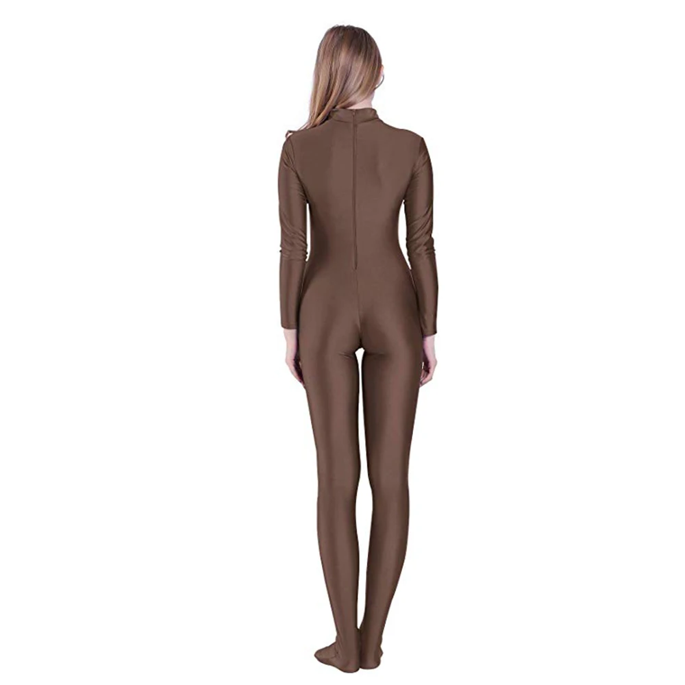 SPEERISE Adult Black Full Body Zentai Spandex Footed Skinny Tight Jumpsuits for Women Unitard Man Cosplay HalloweenCostumes