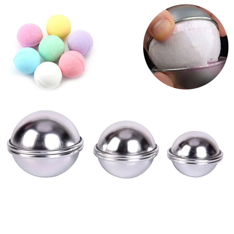 6pcs/pack Metal Aluminum Alloy Bath Bomb Mold Creative 3D Ball Sphere Bombs Mold   DIY Bathing Tool Accessories