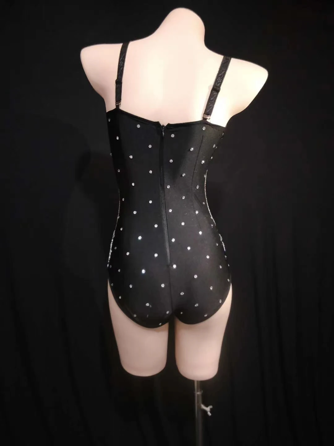 Sexy Veer Zoom Strass Bodysuit Vrouwen Spaghetti Strap Crystal Party Jumpsuit Nachtclub Pole Dance Turnpakje Stage Kostuums