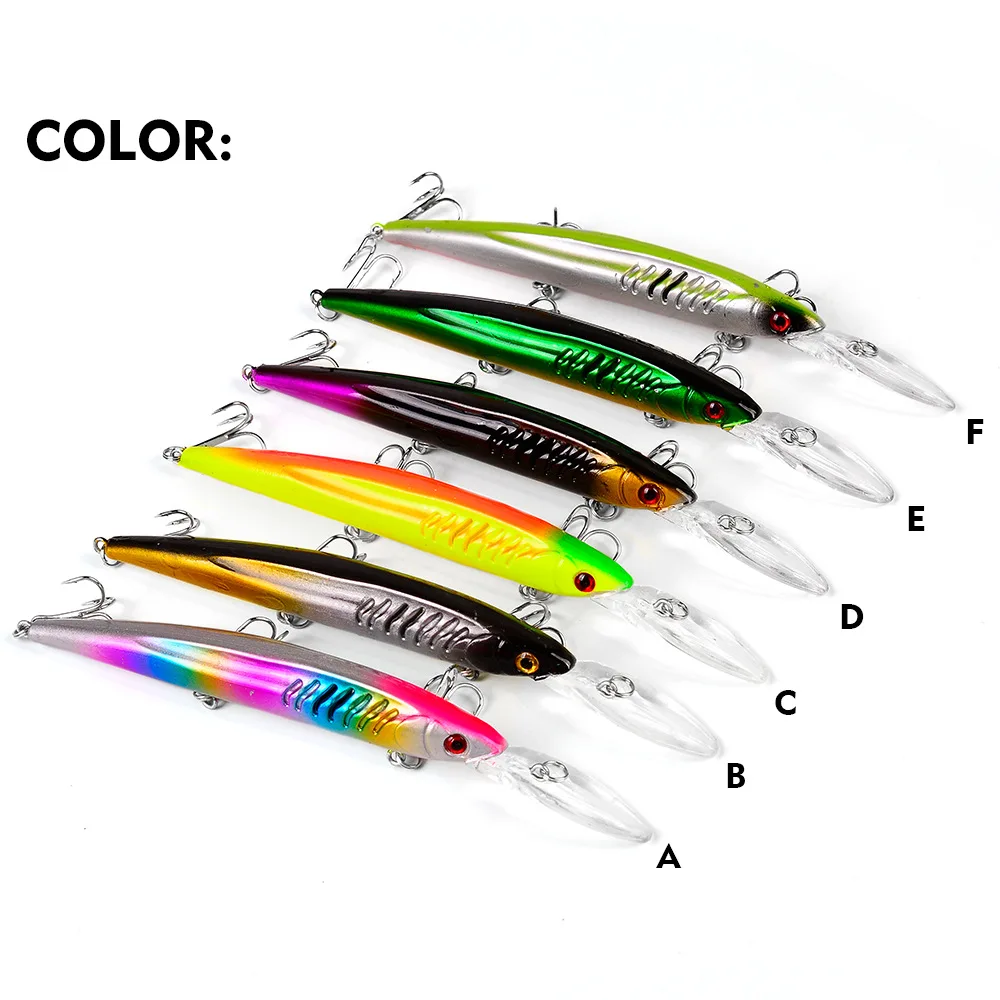 Isca de pesca Minnow, 12,5g, 15,2 cm, 1 parte, wobbler, crankbait, plástico artificial, duro, para baixo, lúcio, carpa