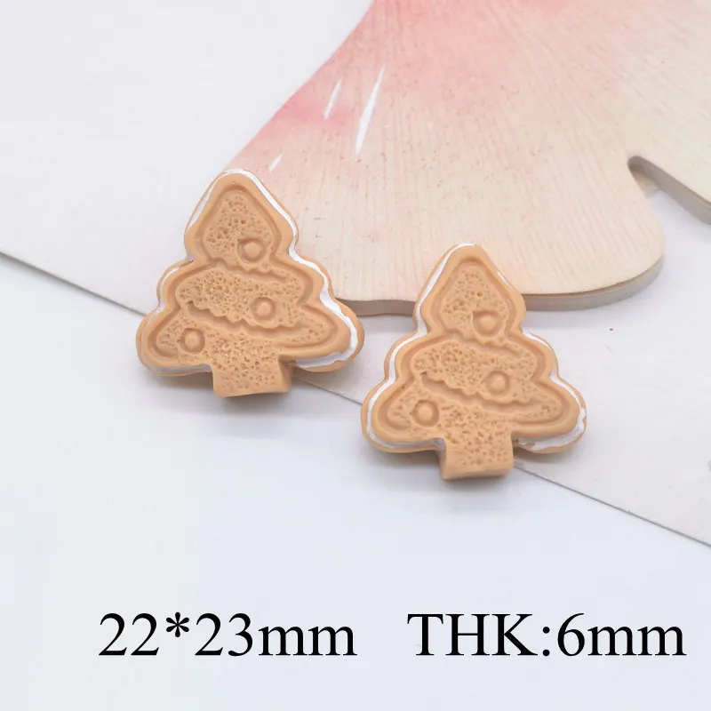 10Pcs Christmas Tree Gingerbread Man Bear Star Heart Resin Accessories for DIY Craft Headwear Bow Decor Ear Studs Jewelry Making