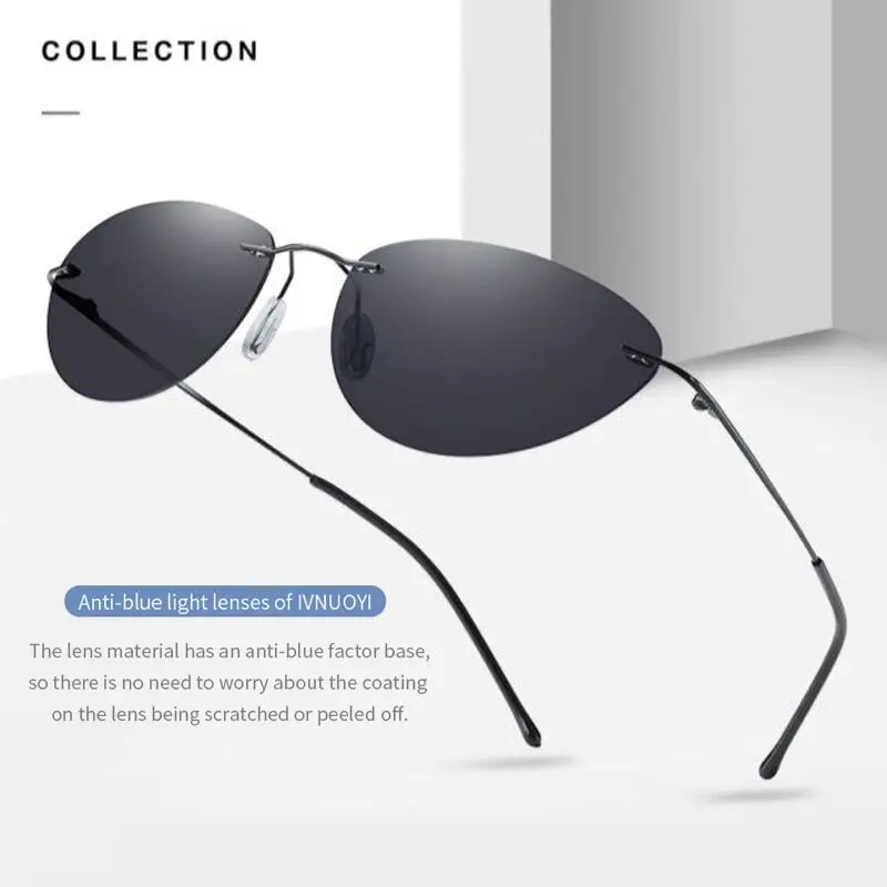 

2021 New Ultralight Rimless titanium Men Driving Sun Glasses The Matrix Neo Style Polarized Sunglasses Oculos De Sol