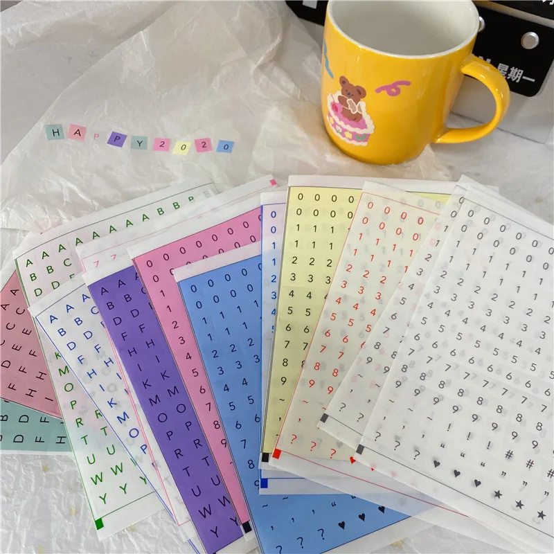 INS Color Square Alphanumeric Label Sticker Notebook Waterproof Mark Paster Decorative Sticker Stickers Scrapbooking Stationery