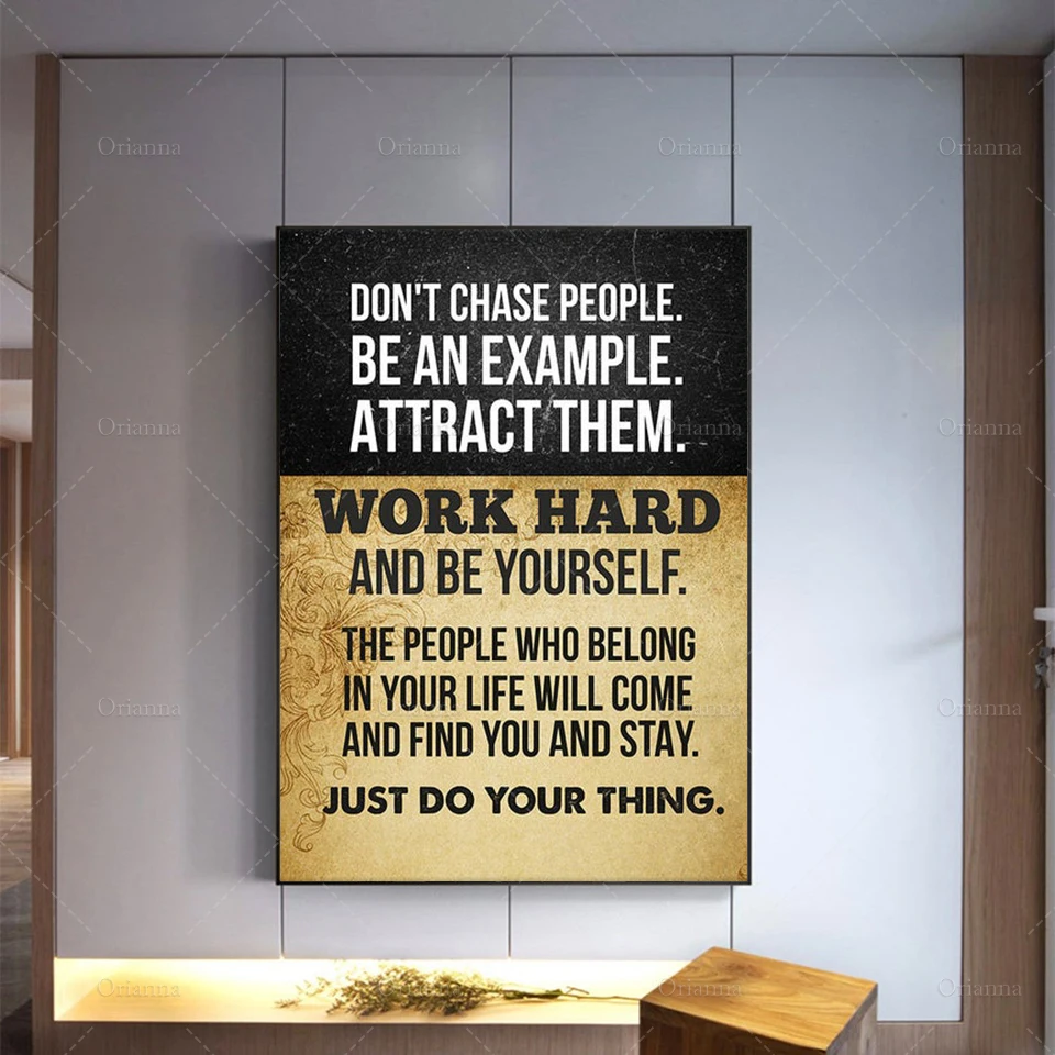 Don't Chase People Work Hard And be Yourself Just do Your Thing l Canvas Wall Art, Motivational Home Decor ,Posters Prints Gift