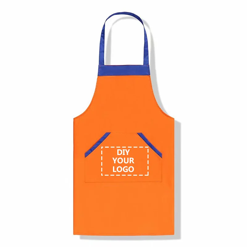 Diy Custom Logo Nieuwe Pure Kleur Koken Keuken Canvas Schort Unisex Vrouw Mannen Chef Ober Cafe Shop Bbq Kapper Schorten