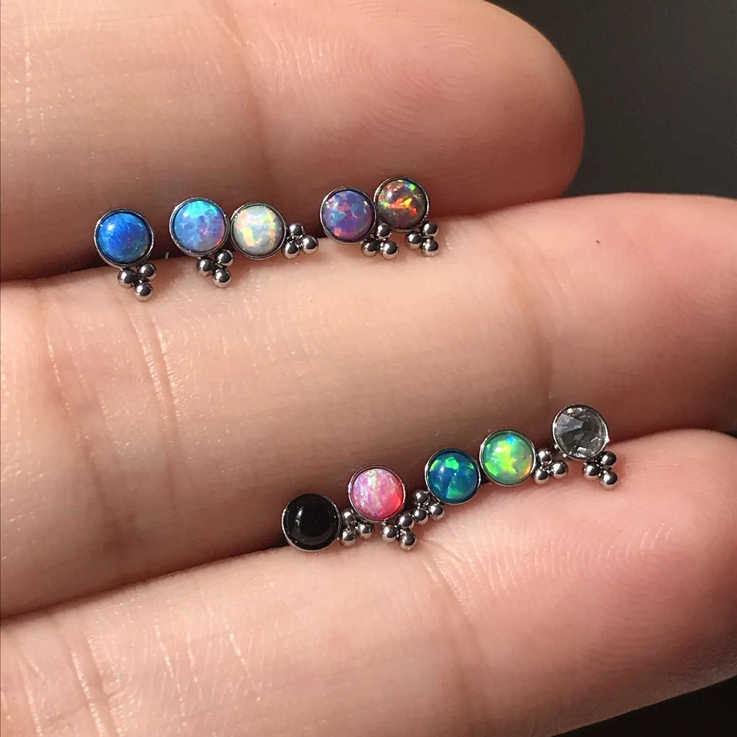 30Pc/Lot 16G Opal Daith Earrings Piercing Helix Tragus Piercing Internal Thread Labret Lip Rings Cartilage Sung Conch Jewelry
