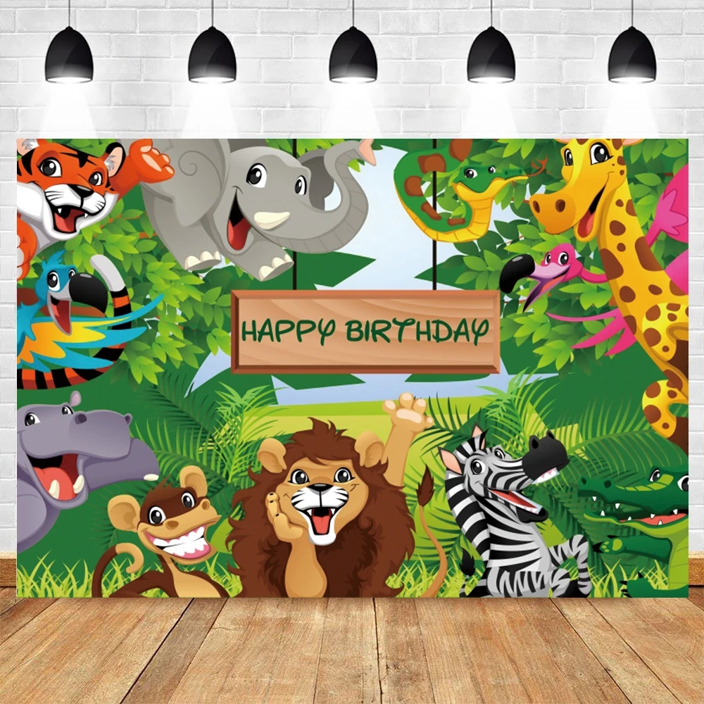 

Newborn Baby Shower Boy Birthday Background Safari Party Wild Animal Jungle Forest Custom Photography Backdrop Vinyl Photophone