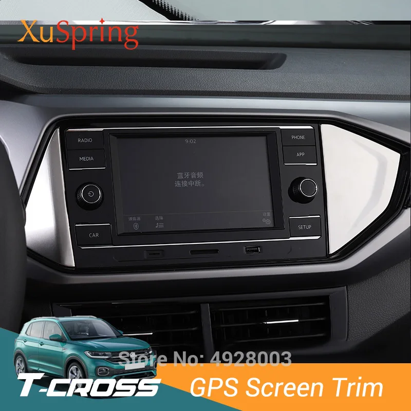 

Car Interior GPS Screen Panel Side Trim Cover Stickers Garnish for Volkswagen VW T-cross Tcross 2019 2020 2021