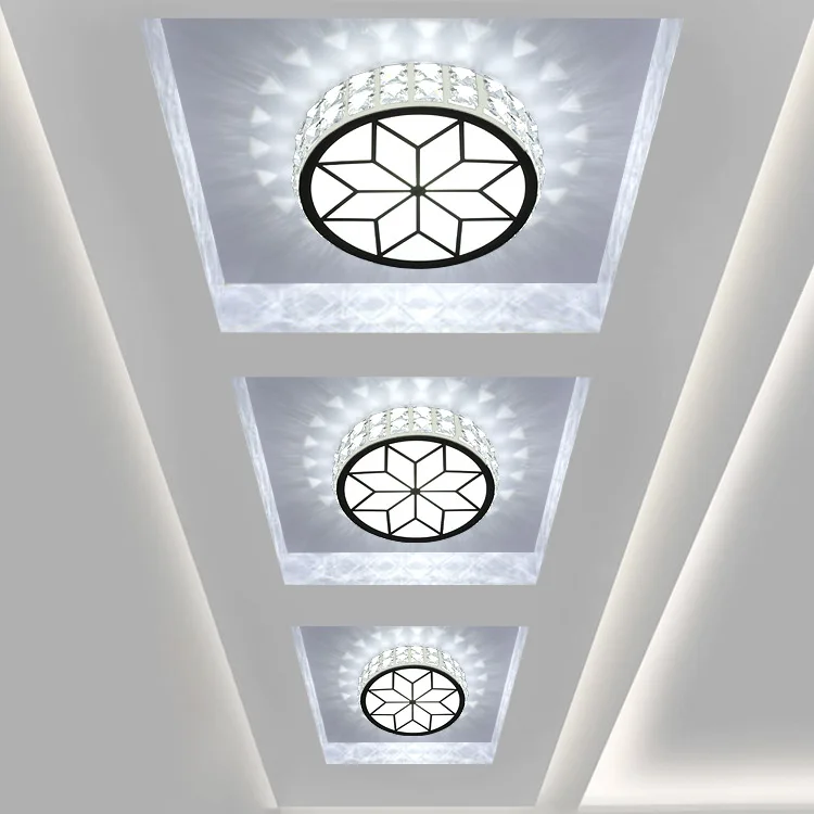 Crystal Entrance Kitchen Modern Led Ceiling Lamps Circular Panel Light for Foyer Hallways Staircase Balcony Decoration HZL-063