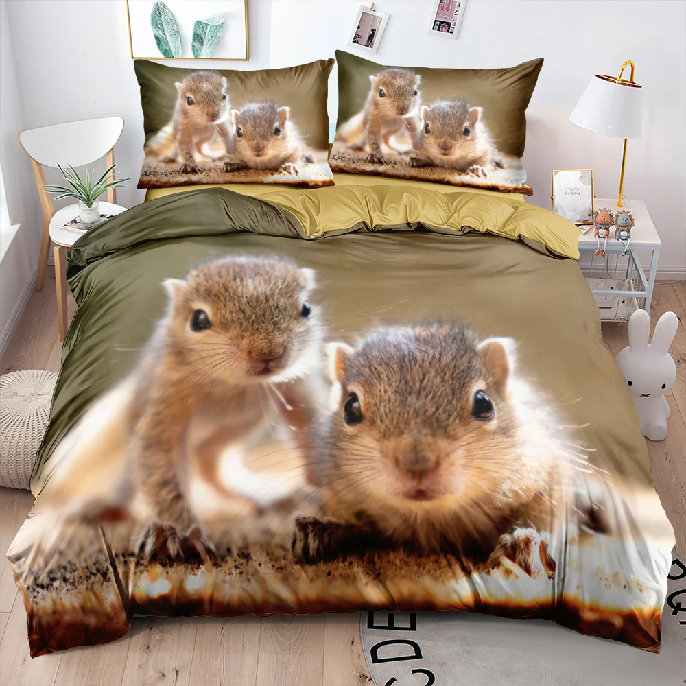 

Duvet Cover Set 3D Animals Squirrel Linen Bed Double Single Twin Quilt/Comforter Covers Bed Sets