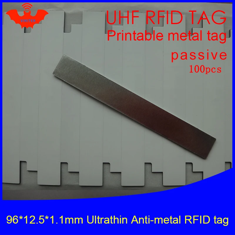 UHF RFID ultrathin metal tag 96*12.5*1.1mm 915m 868mhz Impinj NXP EPC 100pcs free shipping printable synthetic passive RFID tag