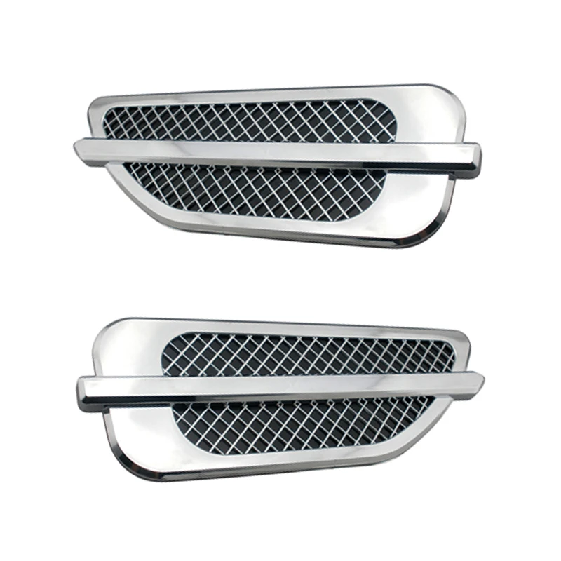 A pair Car truck Vent Fender Cover auto Side Air Flow Intake Grille Duct Decor Sticker chrome decoration