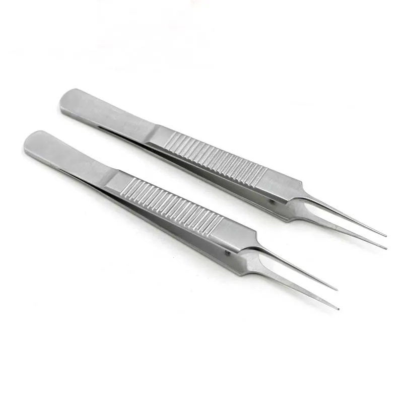 3pcs Stainless Steel Tweezers 12.5 cm Surgical Forceps Dental Insturment with 0.4mm teeth