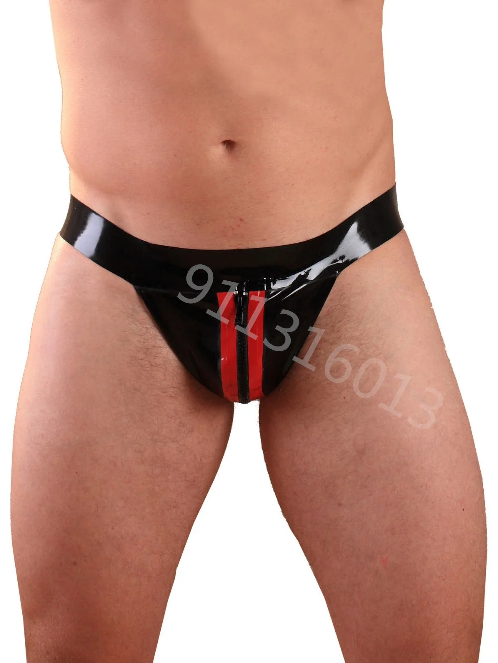 

HOT men's Sexy Boxer Briefs Latex Rubber Black Shorts Zip Striped