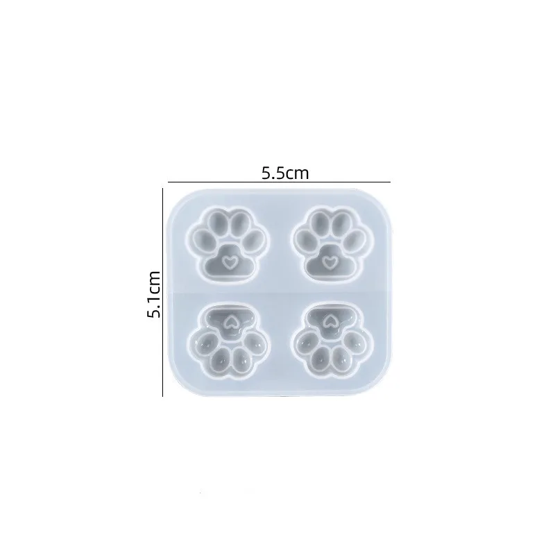 Molde de resina epoxi de cristal DIY, Mini llavero de garra de gatito de cuatro compartimentos, decoración de molde de silicona