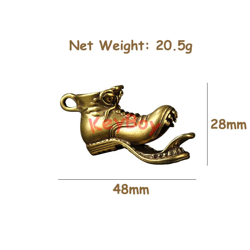 Pure Copper Split Big Mouth Boot Keychain Pendants Jewelry Vintage Metal Brass Shoe Car Key Chain Rings Women Backpack Hangings