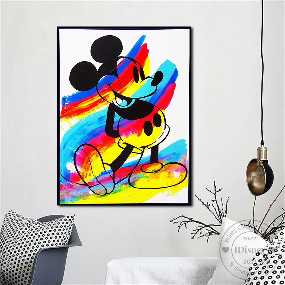 

Disney Mickey Mouse Fashion Poster Watercolor Canvas Painting Prints On the Wall Art Pictures for Room Home Wall Decor Frameless