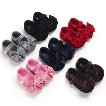 Baby Baby Meisjes Wandelaars Schoenen Flats Strik Zachte Antislip Rubberen Zool Pasgeboren Schoenen Antislip Peuter Babyschoenen