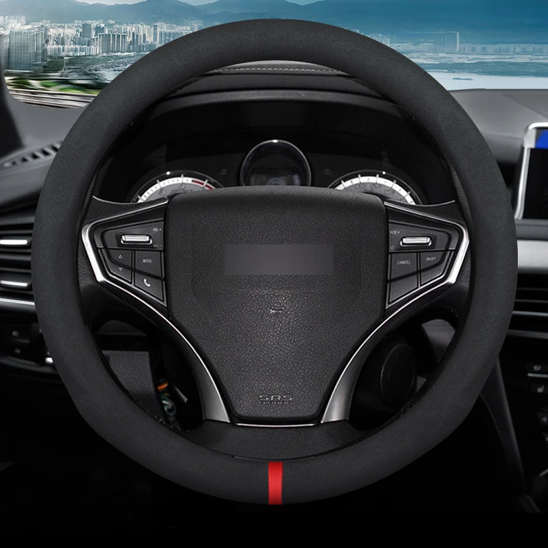 MIDOON Carbon Fiber Cow Leather Car Steering Wheel Cover For Volkswagen VW T4 T5 T6  Auto interior Accessories