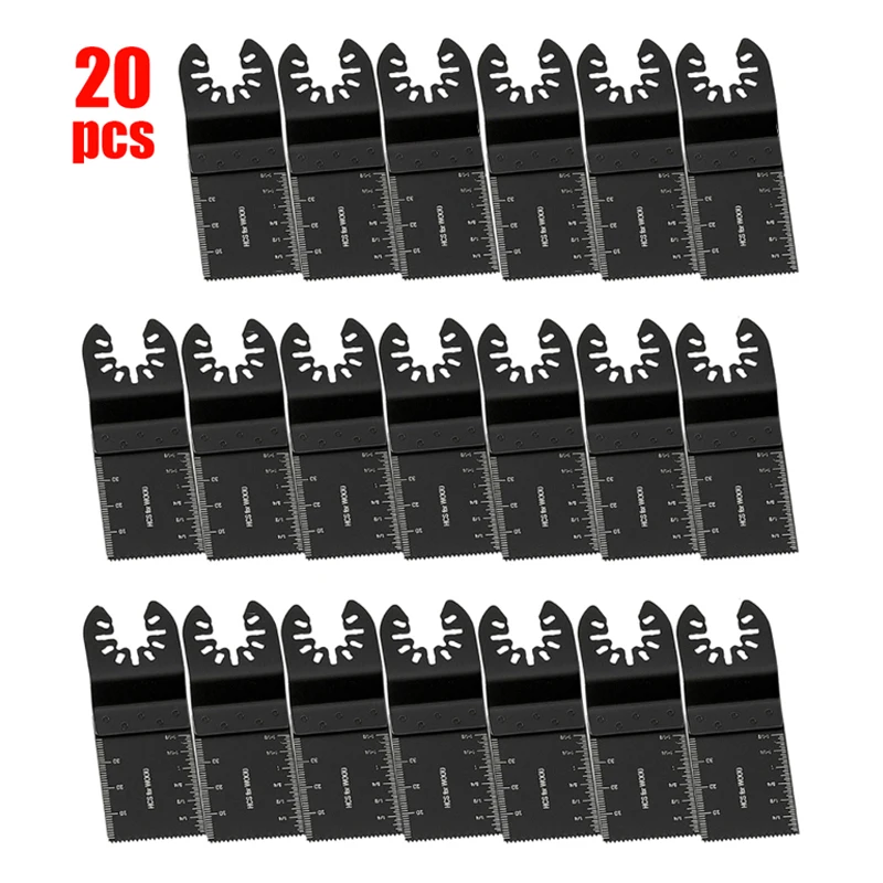 20PCS 34mm Universal HCS Oscillating Multi Tool Saw Blades for Metal Wood Cutting Multitool Woodworking Cutter Power Tools