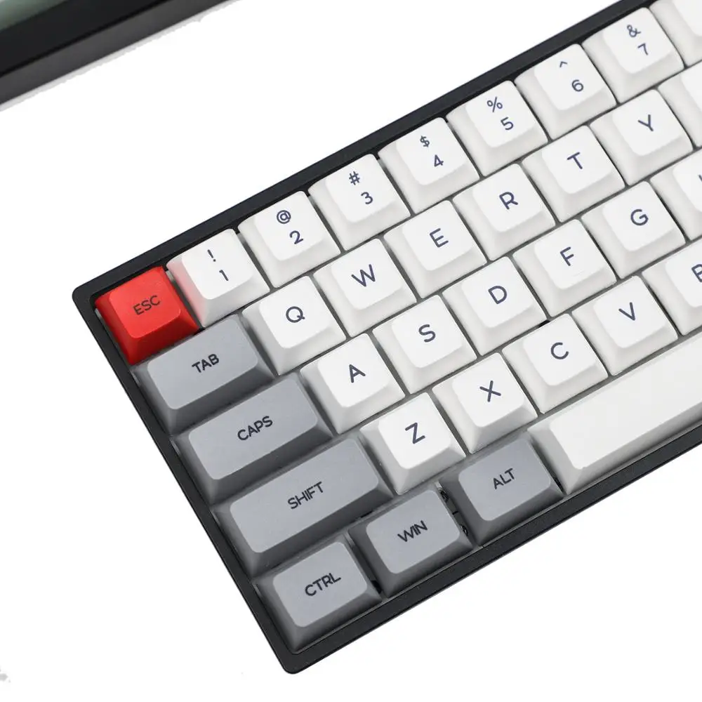 64 ANSI Dye Sub Pink White Gray White Keyset PBT Keycap For MX switches 64 Keyboard GK64 GK64x GK64xs DZ60 (Only Keycap)