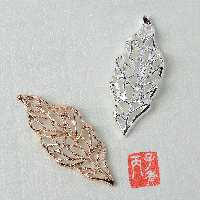 10PC Gold/silver color Alloy Hollow Leaf Branch Charm Hollow leaf Pendant for Wedding jewelry DIY Handmade Jewelry Making