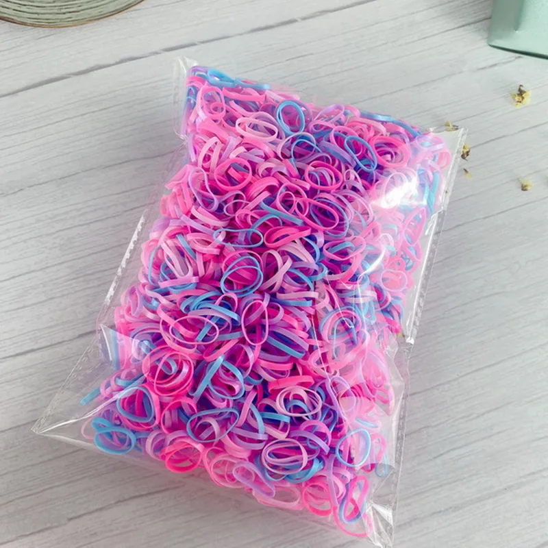 1000pcs/pack Colorful Thick Transparent Rubber Bands For Baby Girls Elastic Hair Bands Ponytail Cuff Kids Hair Gum Scrunchie