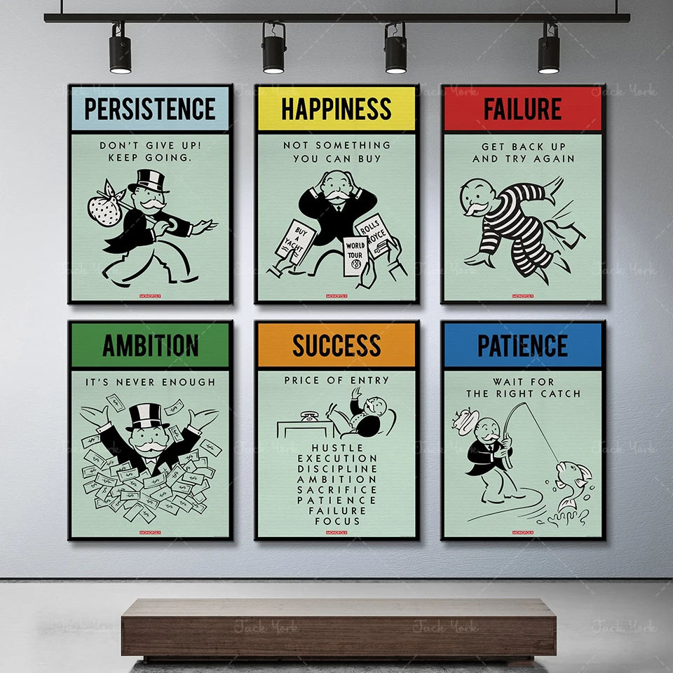 

Alec monopolies Inspiration Success Ambition Patience Canvas Poster Wall Art Painting HD Picture Print Office Room Decor