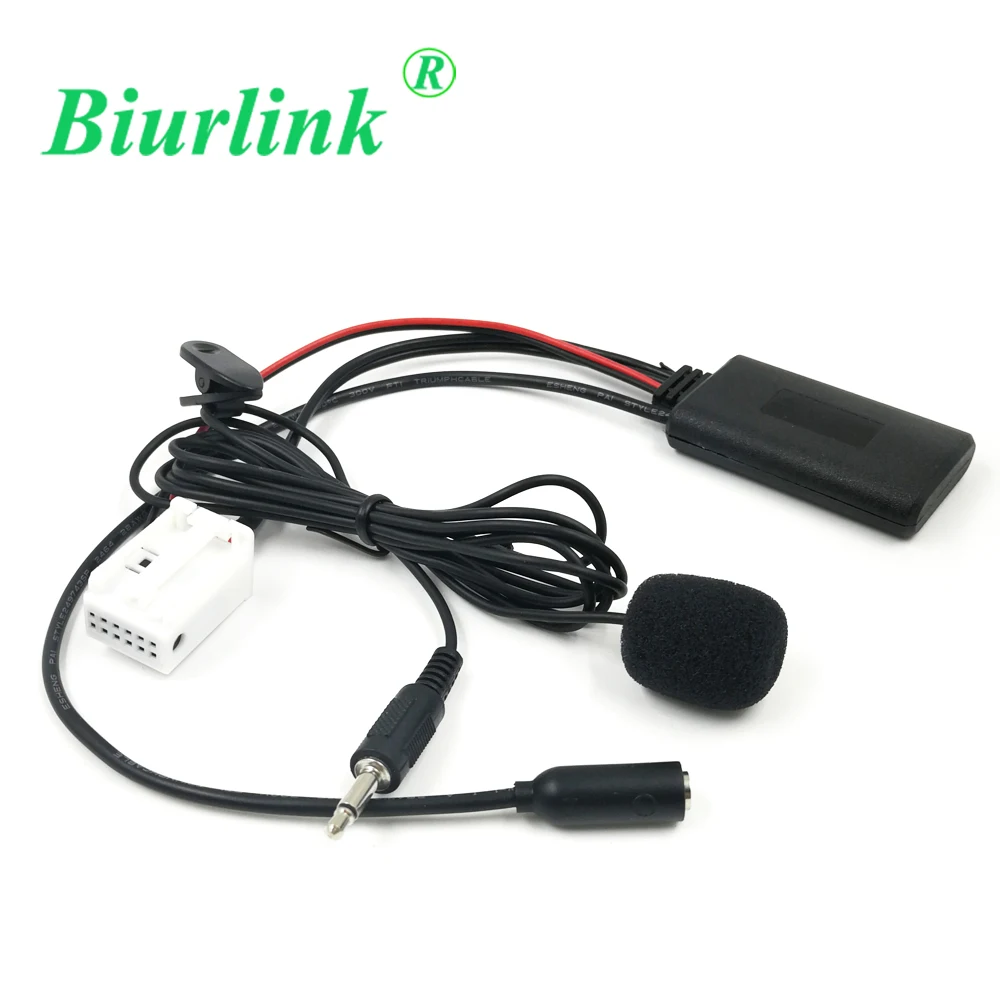 Biurlink 12Pin Bluetooth Microphone Audio Aux Input Cable Adapter For Audi A3 TT A4 S4 A6 A8 A8L 2007-2014 Six-disc CD