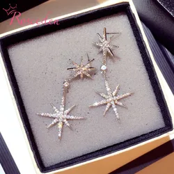 Fashion Korean CZ Star Ship Ear Accessorie Wedding Jewelry AAA Cubic Zirconia Long Drop Bridal Earrings For Elegant Women RE3656