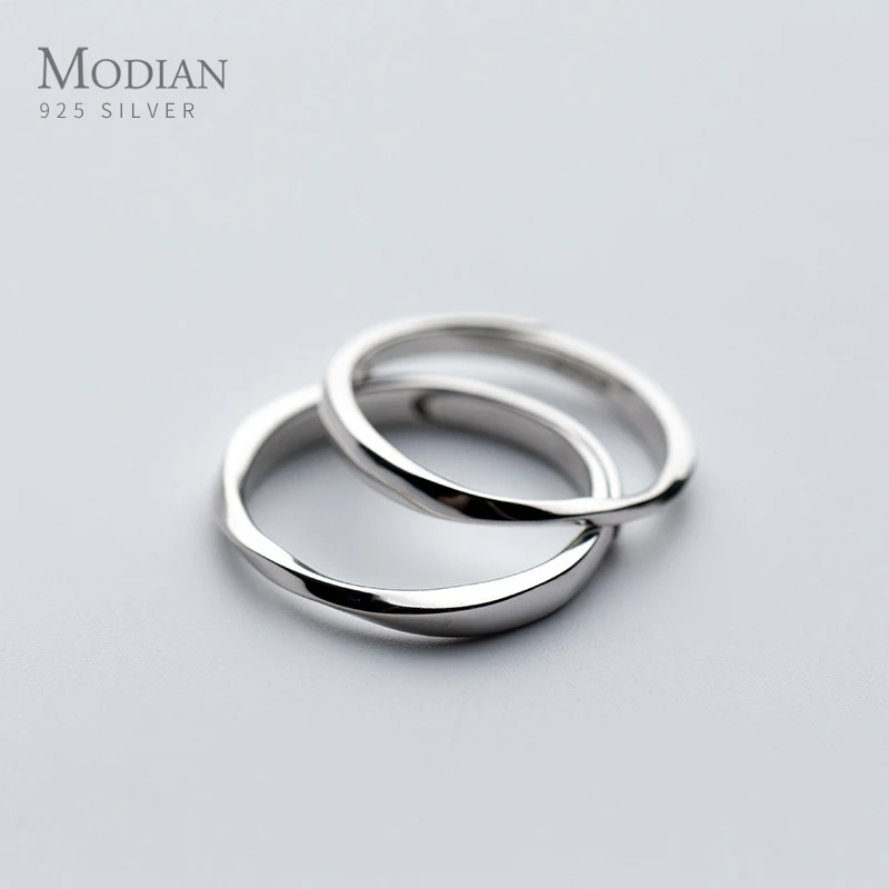 Modian New 925 Sterling Silver Geometric Cut Ring for Men Women Fashion Open Adjustable Couple Ring Fine Jewelry Accessories