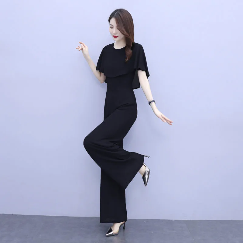 

Summer New Women Jumpsuit Fashion Chiffon Short Sleeve Casual O-neck Women Rompers Jumpsuits Female Pants Bodysuits S-2XL
