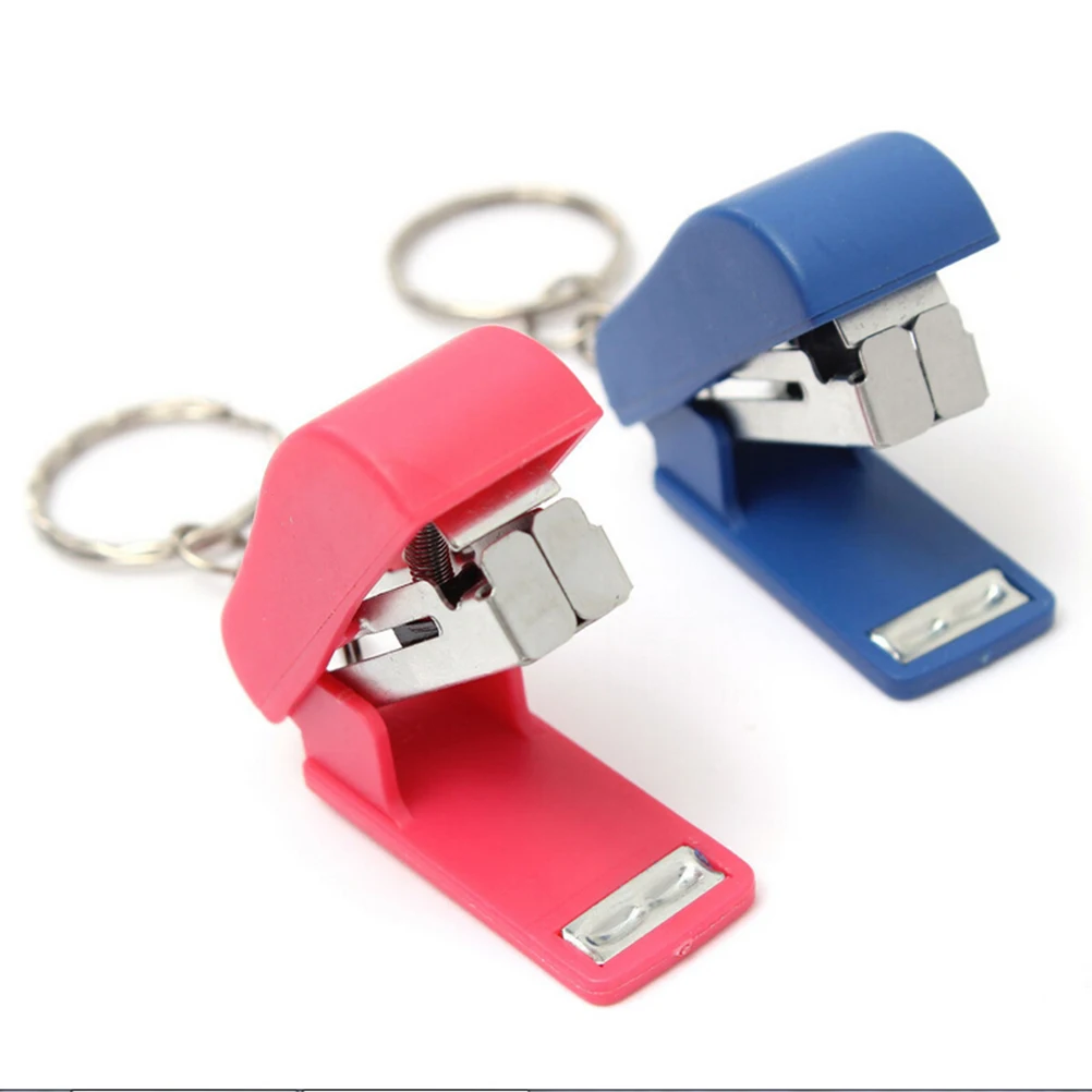 Kawaii Mini Stapler Office School Paper Document Bookbinding Staplers with Keychain Stationery Accessories Random Color