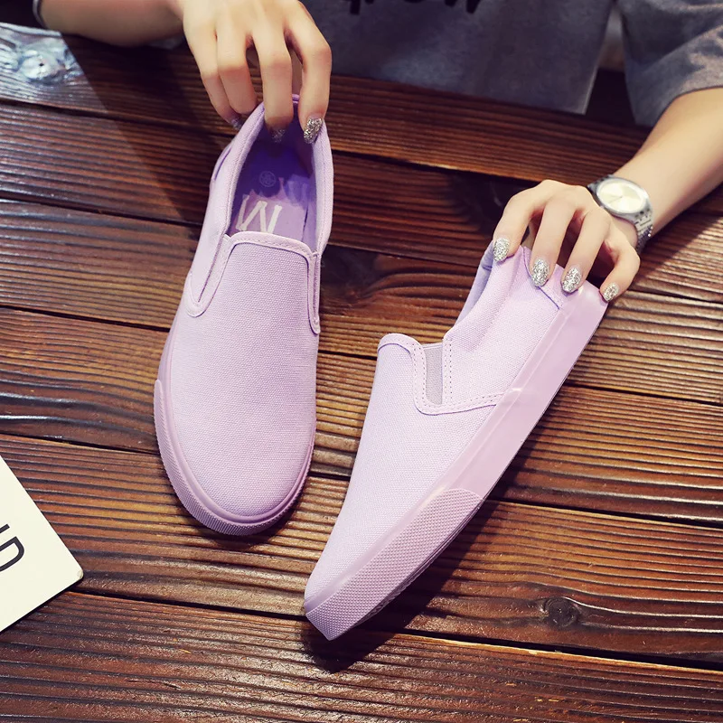 Shengxuanny New Canvas Shoes Women\'s slip-on shoes summer autumn breathable Purple casual shoes trend student sports shoes