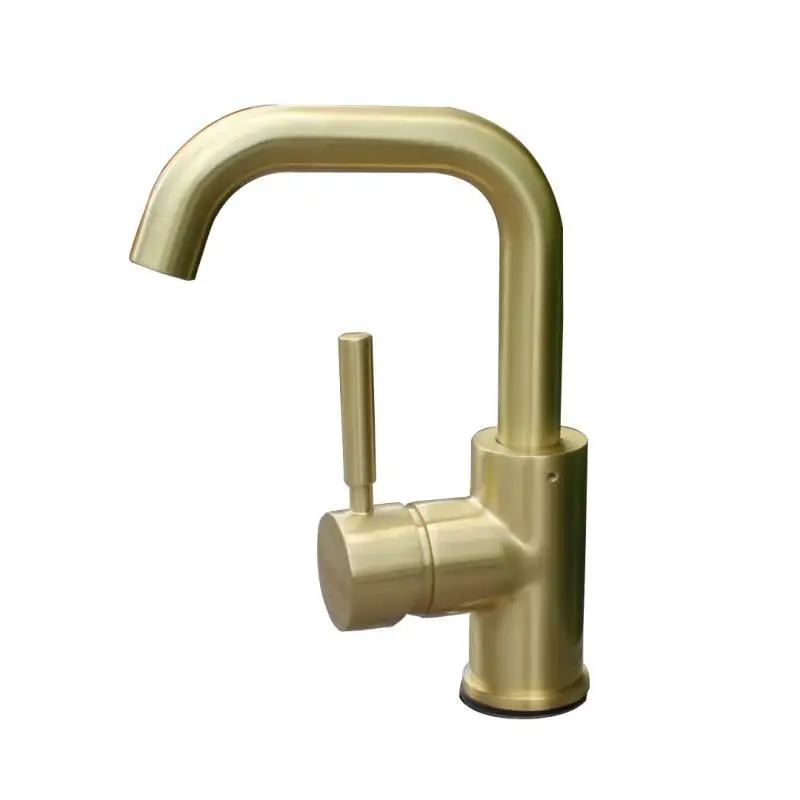 304 Roestvrij Staal Loodvrij Wastafel Kraan Badkamer Wastafel Kraan Warm Koud Mengkranen Brshed Gouden Kraan Wastafel Kraan