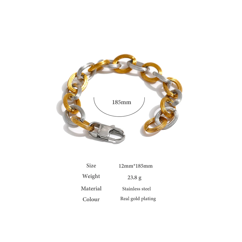 Yhpup Stainless Steel Metal Earrings for Women Statement Round Chain Drop 18 K Plated Jewelry Anniversary Gift Waterproof