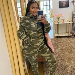 Camouflage Hooded 2 Piece Set Women Tracksuit Autumn Winter Clothes Long Sleeve Top+Pants Joggers Casual Sweatsuit Matching Sets