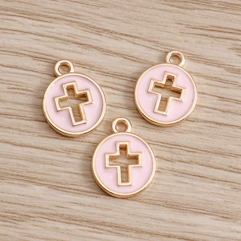 10pcs 10*13mm Religious Hollow Cross Charms Pendants for Necklaces Earrings 4 Color Enamel Charms Handmade DIY Jewelry Making