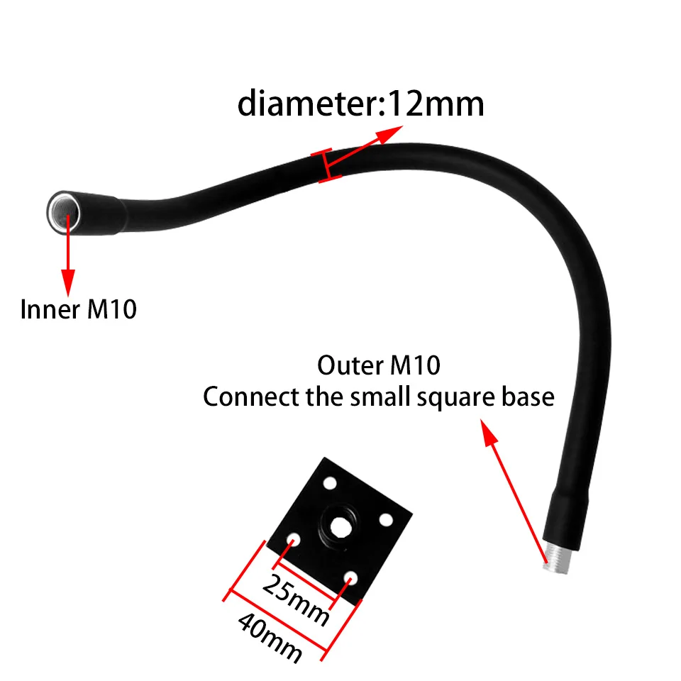 ท่อซิลิโคนแบบโค้งงอได้ขนาดเส้นผ่านศูนย์กลาง 12 มม. สำหรับหลอดไฟ LED ท่ออ่อนแบบยืดหยุ่น ใช้ได้กับท่อรูปทรงต่างๆ พร้อมข้อต่อ M10 M8 ตัวผู้ ตัวเมีย และตัวยึดแบบสี่เหลี่ยม