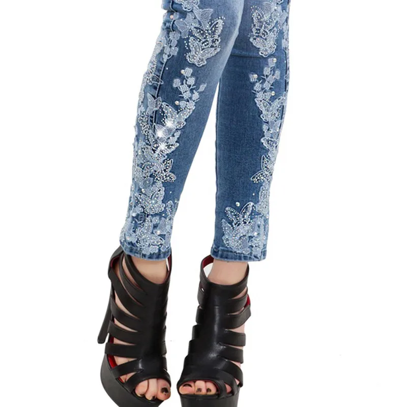 Embroidery High Waist Women Jeans Skinny Elastic Sexy & Club Female 2020 New Pencil Pants Plus Size Stretch Jeans