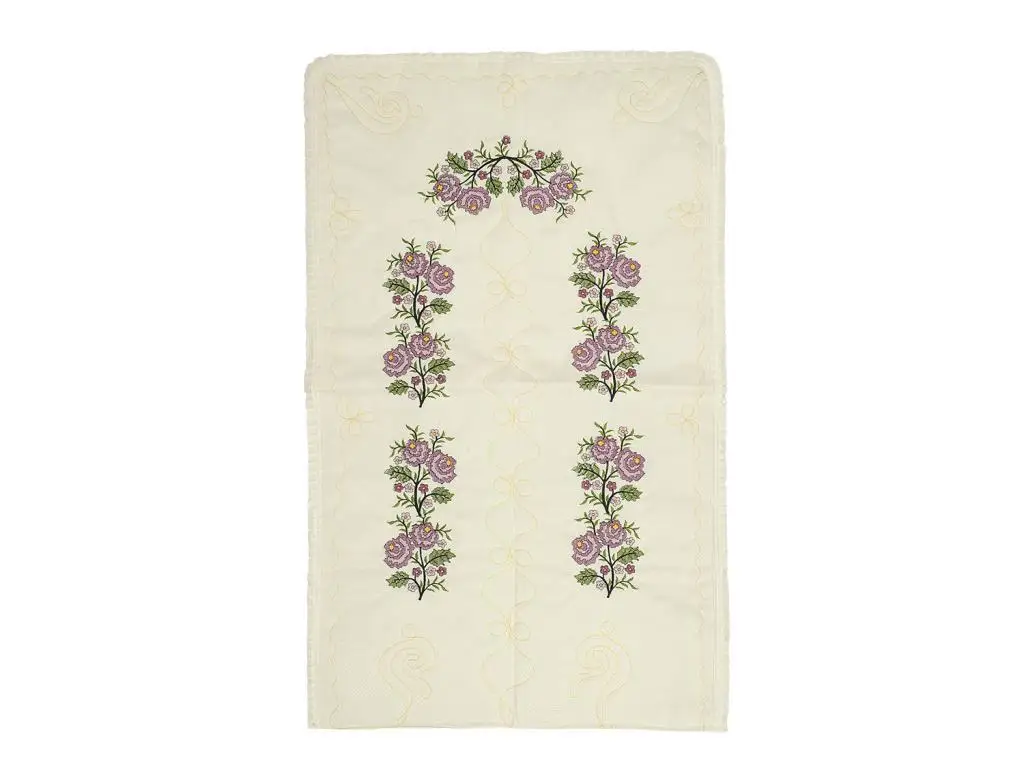 Cross stitch Embroidered Soft Prayer Mat Cream Lilac